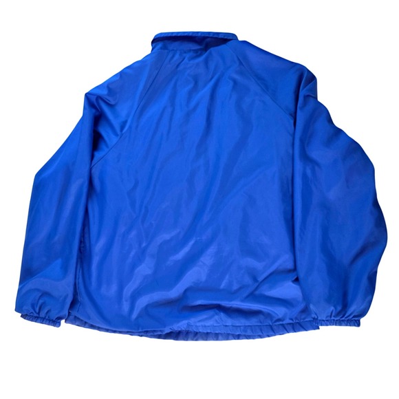 Vtg Nylon Blue Snap Front Coach Sport Jacket Light LG Athletic Works Mens 23x26 - Picture 5 of 7